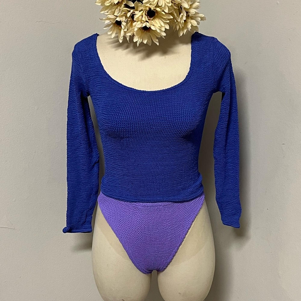 Vintage Hunza G Blue Swimwear Top